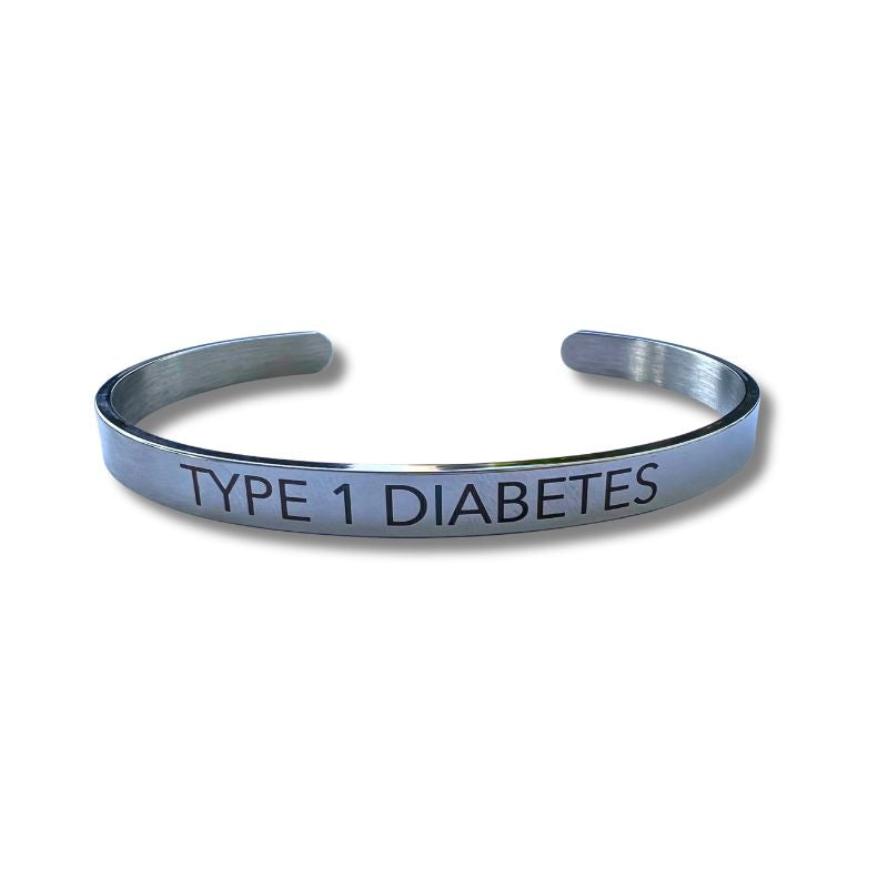bracelet gravé 'diabète de type 1' en argent