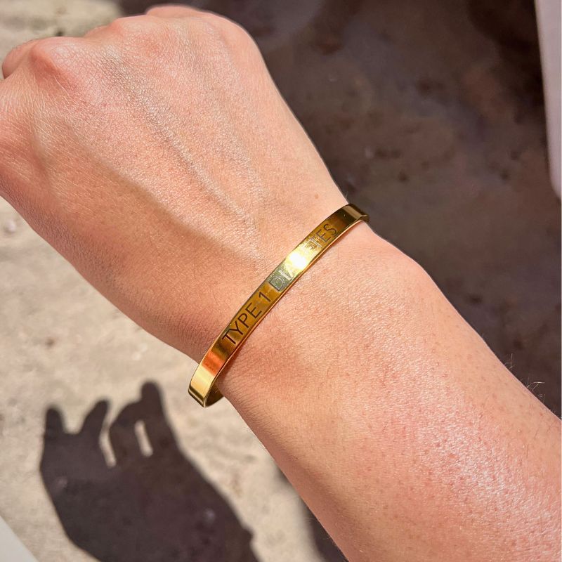 bracelet gravé 'diabète de type 1' en or