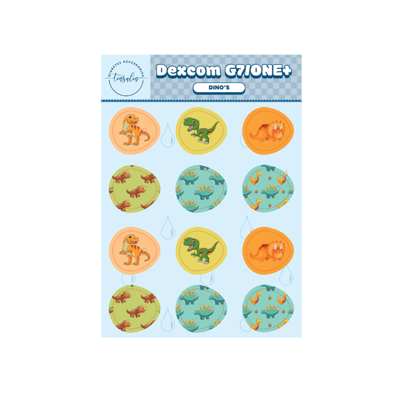 Capteurs adhésifs Dexcom G7 / ONE+ – Dinosaures (12 autocollants)