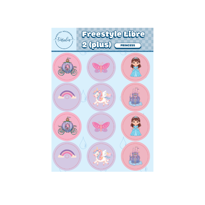 Autocollants de capteur Freestyle Libre 2 / 2 Plus – Princesse (12 autocollants)