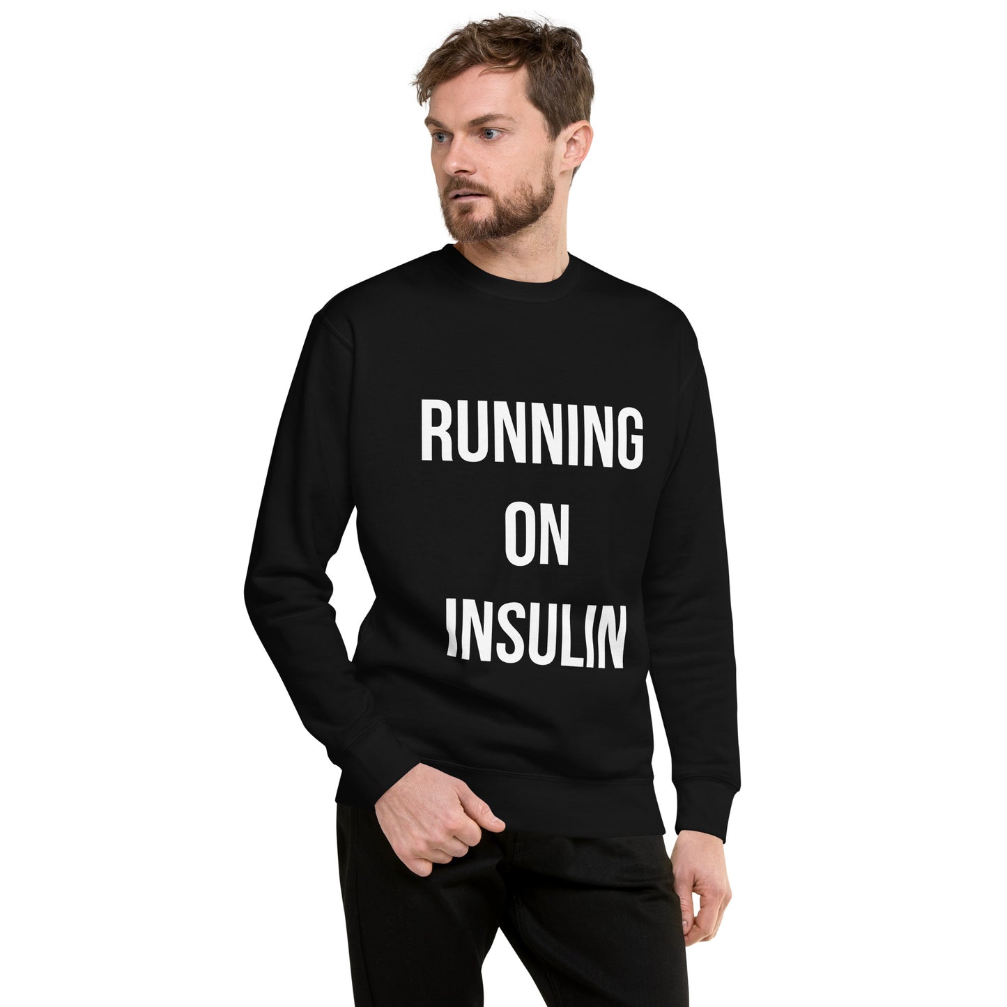 pull noir unisexe 'running on insulin'