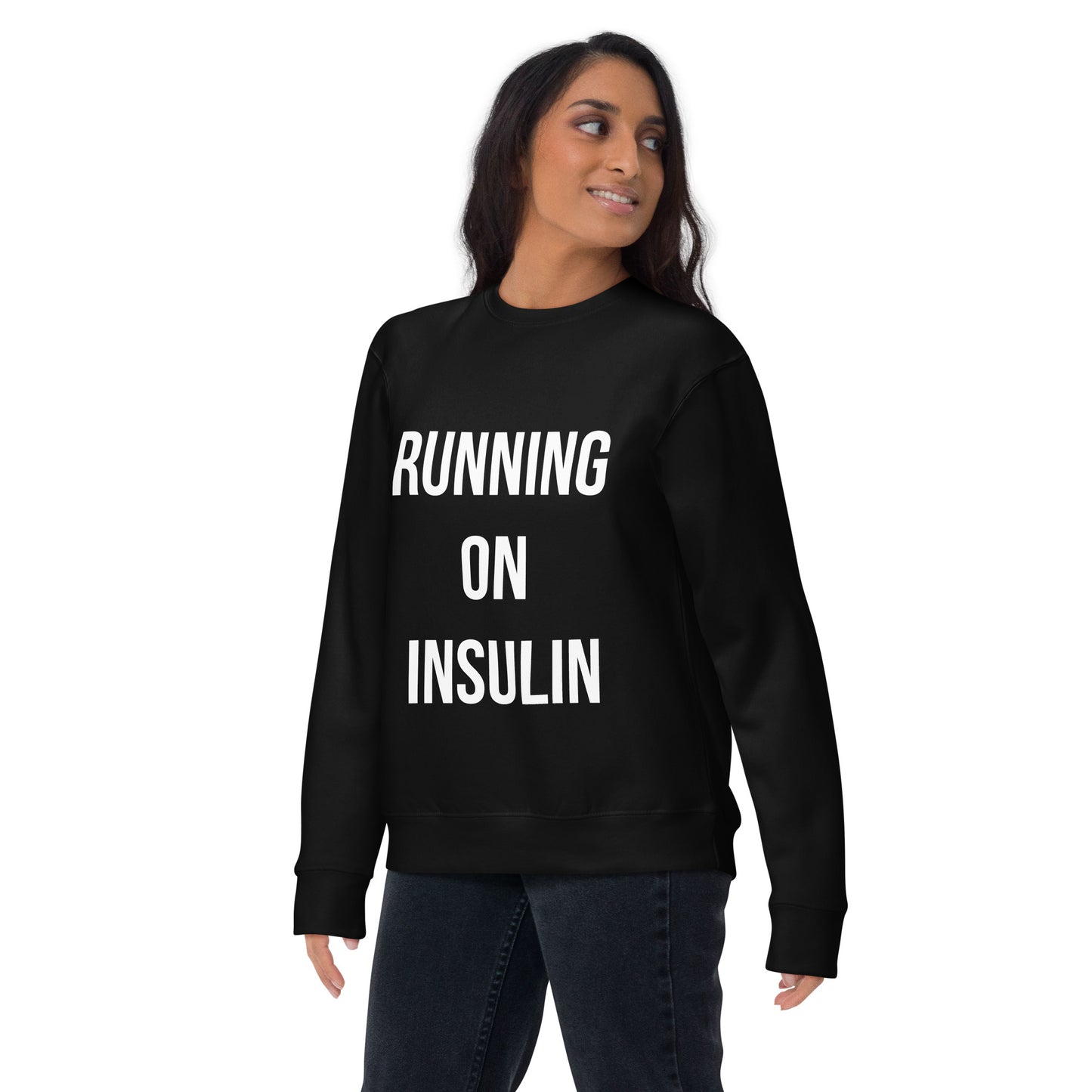 pull noir unisexe 'running on insulin'