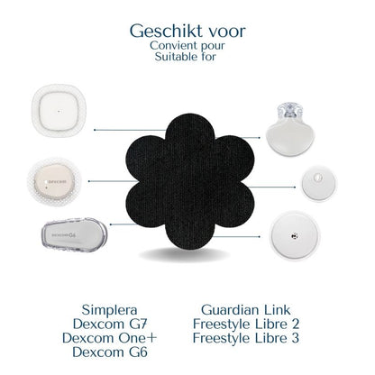 patch/ruban de fixation pour capteur universel fleur noir