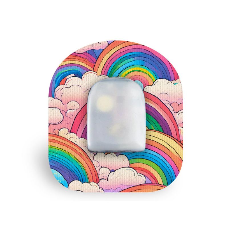 Ruban adhésif de réparation pour Omnipod rétro arc-en-ciel