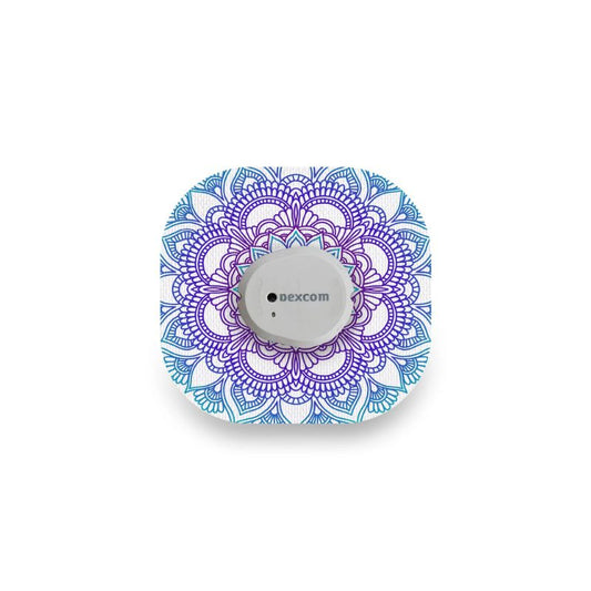 patch/ruban de fixation pour capteur Dexcom G7 / ONE+ mandala bleu
