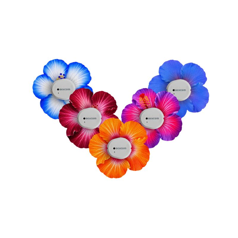 sensorpleister/fixtape voor Dexcom G7 / One+ hibiscus - set van 5 stuks