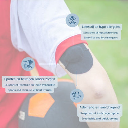 Ovalen sensorpleister tijdens het sporten: latexvrij, ademend en sneldrogend