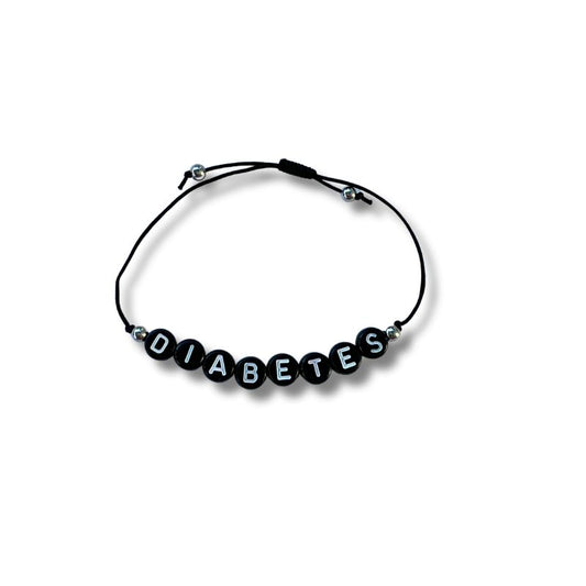 bracelet perlé 'diabète' noir