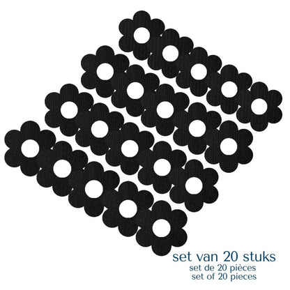 Set van 20 zwarte ringpleisters bloem