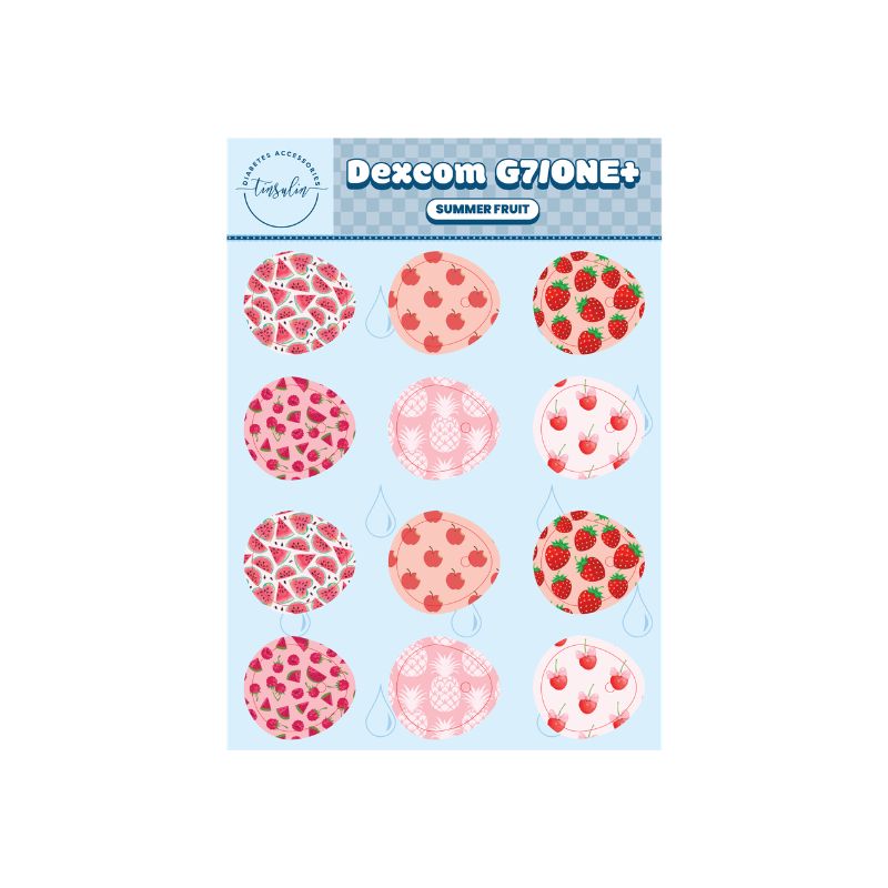 Autocollants de capteur Dexcom G7 / ONE+ – Fruits d'été (12 autocollants)