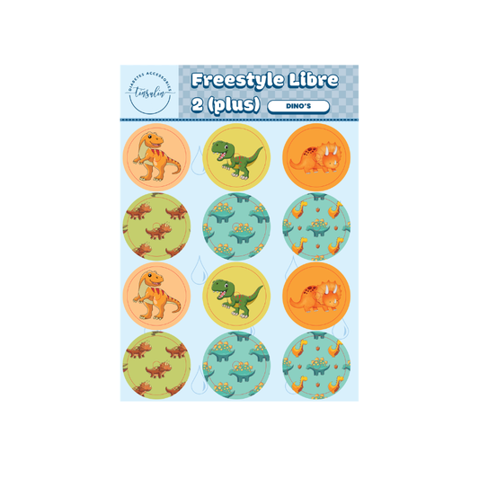 Stickers pour capteurs Freestyle Libre 2 / 2 Plus – Dinosaures (12 stickers)