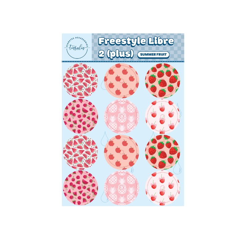 Stickers pour capteurs Freestyle Libre 2 / 2 Plus – Fruits d'été (12 autocollants)