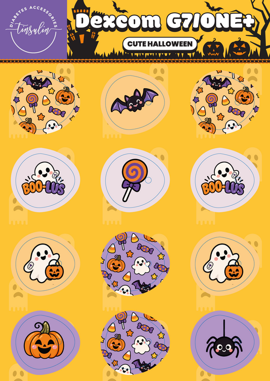 Autocollants pour capteurs Dexcom G7 / ONE+ – Adorable Halloween (12 autocollants)
