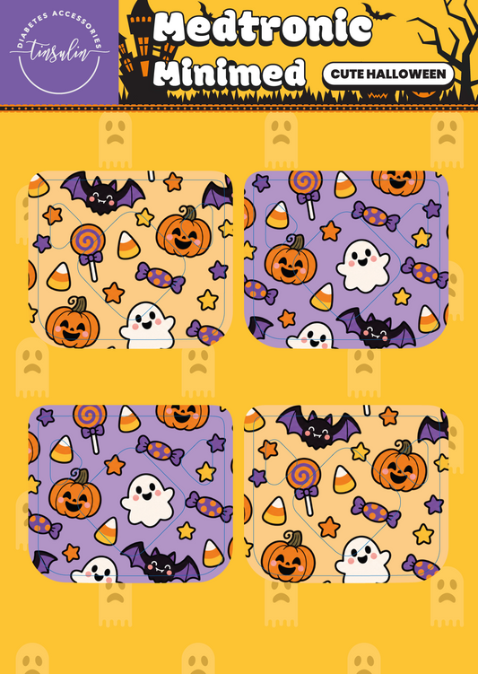 Autocollants pour capteur Medtronic MiniMed – Halloween mignon (4 autocollants)