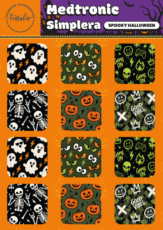 Autocollants pour capteur Medtronic Simplera – Halloween effrayant (12 autocollants)