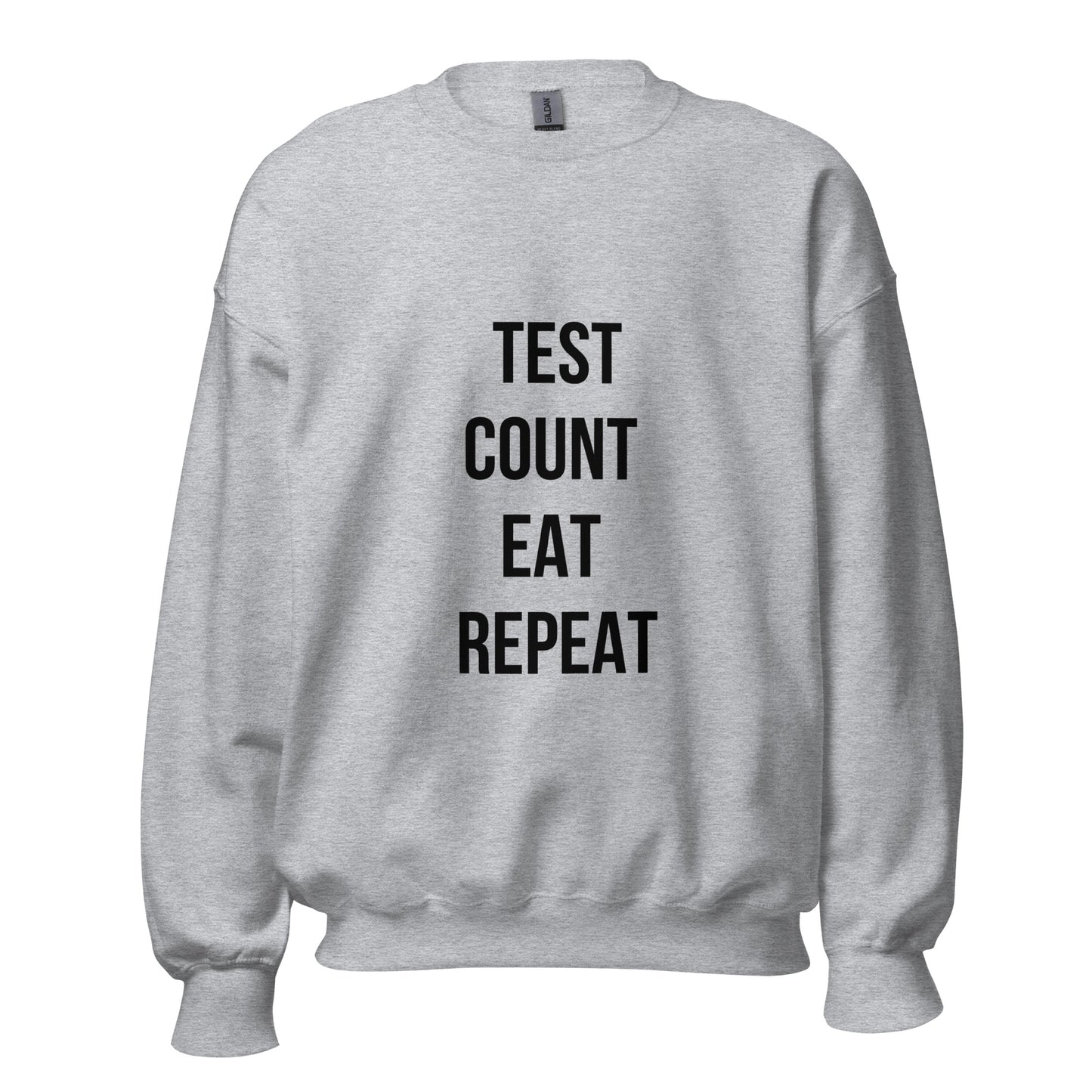 pull unisexe gris 'test count eat repeat'