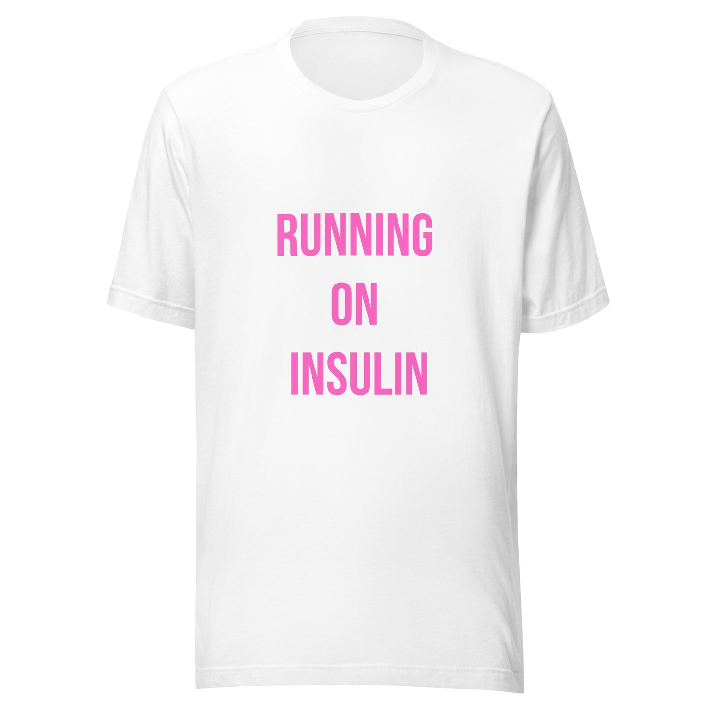 t-shirt blanc unisexe 'running on insulin'